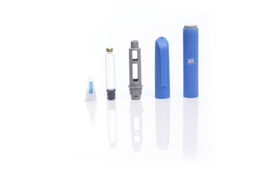 Plástico de grado médico y acero inoxidable para autoinyector con retracción automática de aguja y 24 meses de vida útil