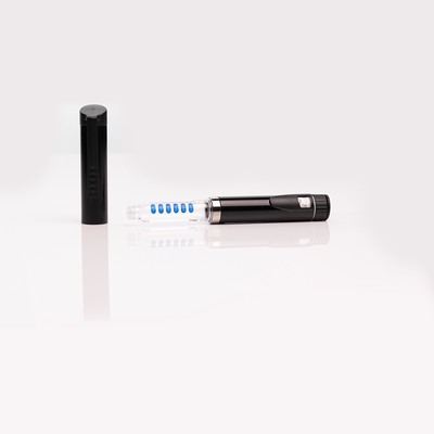 Pluma de insulina para diabetes con incrementos de 1 unidad, tamaño compacto de 170x60x24 mm y mecanismo de bloqueo de dosis para una dosificación precisa